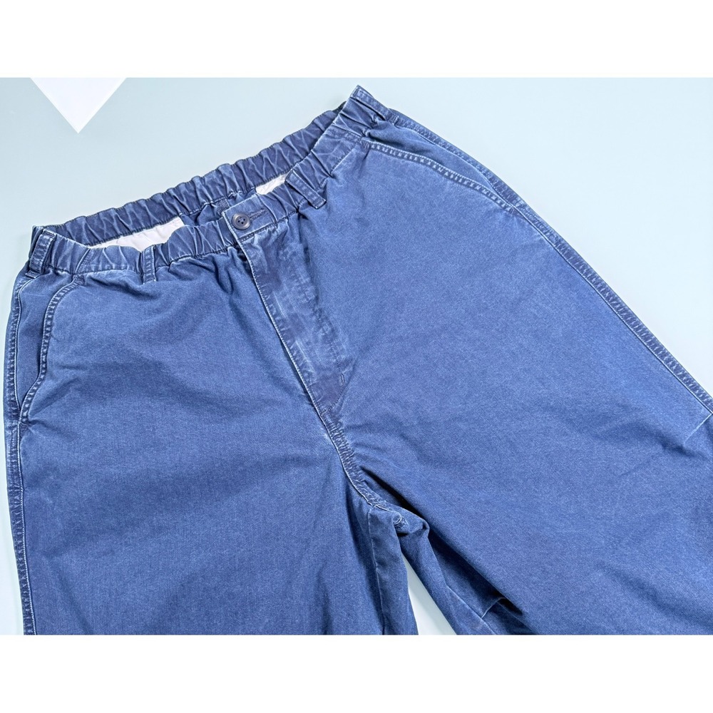 Uniqlo C Wide Parachute Denim Pants Mens L Navy Blue Elastic Drawstring Preppy
